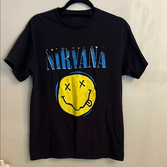 NIRVANA Other - Nirvana Band Tee Graphic Grunge Black Short Sleeve Smiley Logo Crewneck Size M